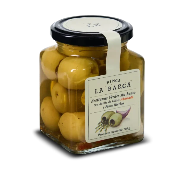 Aceitunas Gordal Finas Hierbas Sin Hueso con Aceite de Oliva Ahumado 140g